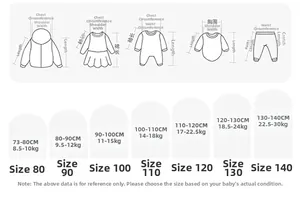 Detailed size chart for kids grey bloomers showing height and weight measurements
