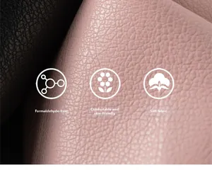 Detail of soft black and pink PU leather texture with eco-friendly skin-friendly fabric
