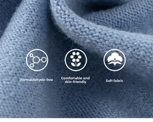 Macro detail of soft light blue knitted fabric with skin-friendly and safe texture