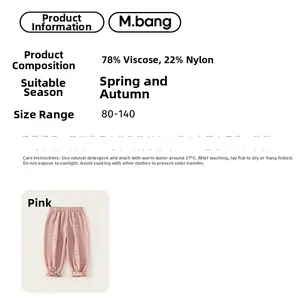Size chart for pink girls joggers made of 78% viscose and 22% nylon fabric
