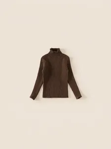 Kids Children Turtleneck Sweater Ribbed Knit Pullover Solid Color Long Sleeve Top For Boys Girls Autumn Winter Casual Wear