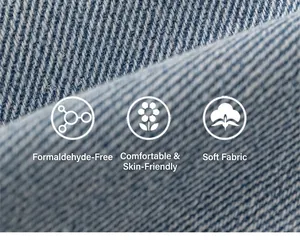 Detailed macro view of light blue soft cotton denim fabric texture for girls jeans