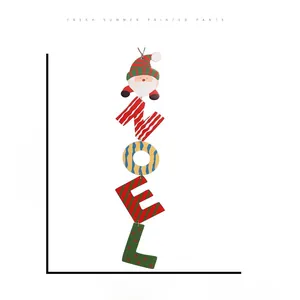 Detailed view of NOEL Christmas hanging decoration with Santa topper and festive patterns