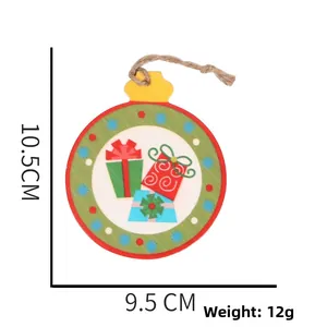 Wooden Christmas hanging ornament with gift box pattern and dimension markings