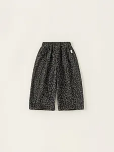 Kinder 100% Baumwolle Leopardendruck Lässige Hose Jungen Mädchen Elastischer Bund Weite Beine Grau Frühling Herbst Mode Unten