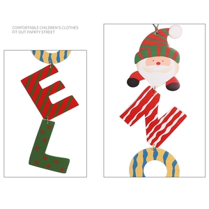 Colorful NOEL Christmas hanging ornament with Santa Claus figure on a white background
