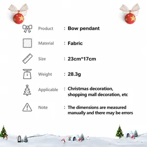Detaillierte Infokarte für 23x17cm Weihnachts-Stoffschleife mit Größen- und Materialangaben