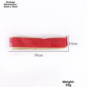 Red Christmas ribbon with gold edges package size details 30x10cm weighing 59g