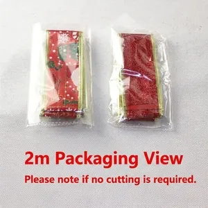 2-meter Christmas velvet ribbons with gold edges, festive patterns, and red sequins