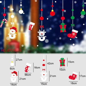 Christmas static stickers set with detailed size specs for window holiday decoration