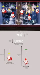 Détail des stickers de Noël pour vitrines avec motifs de Père Noël et dimensions