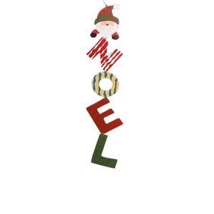 Vertical NOEL wooden Christmas tree hanging ornament with Santa Claus figure