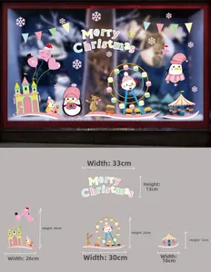 Dimensions détaillées des stickers de Noël avec pingouins et châteaux festifs