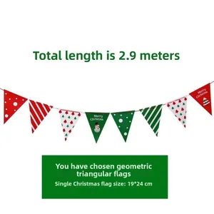 Detailed dimensions of Christmas paper bunting with 2.9m length and 19x24cm flags