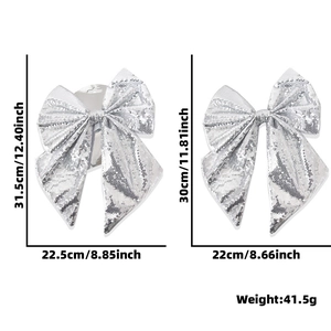 Fiocchi decorativi natalizi scintillanti con dimensioni e peso in paillettes d'argento