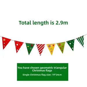Detail showing 2.9m Christmas bunting with 19x24cm colorful geometric triangle flags