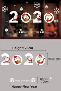 Vue détaillée des stickers de Noël pour vitres avec Père Noël 2020 et vœux du Nouvel An