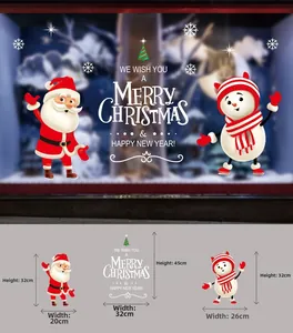 Lot de stickers de fenêtre de Noël avec Père Noël, bonhomme de neige et lettrage