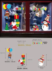 Détails des stickers de Noël avec dimensions pour Père Noël, rennes et bonhomme de neige