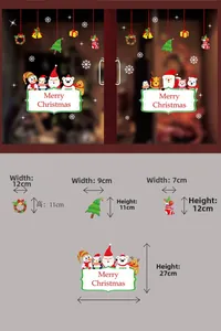 Dimensions détaillées des stickers de Noël avec motifs de Père Noël et rennes de fête
