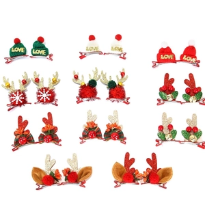 Lot de 11 paires de barrettes de Noël avec bois de renne et motifs de fête variés