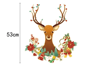 Christmas reindeer wall sticker with berries and bells showing 53cm height detail