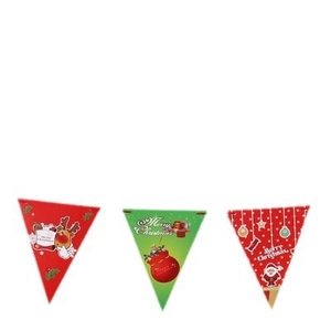 Christmas paper bunting banner with reindeer and Santa Claus designs for festive decoration