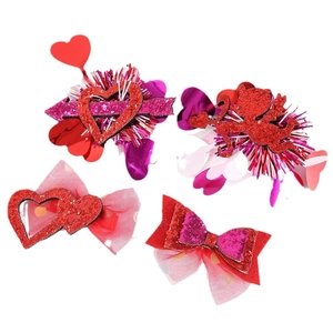Set de pinzas para el pelo de San Valentín con corazón rojo y arco de Cupido brillante