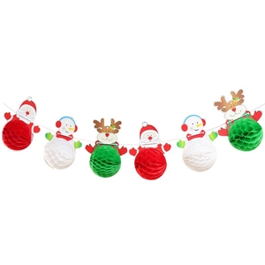 Guirlande de Noël en papier avec Père Noël, bonhomme de neige et boules alvéolées