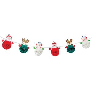 Bannière De Noël Père Noël Bonhomme De Neige Renne Boule Alvéolée En Papier Guirlande Suspendue Pour Décoration De Fête