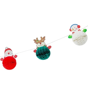 Guirlandes de Noël en papier alvéolé avec Père Noël et bonhomme de neige déco