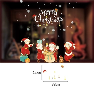Detail of 24x38cm Christmas static wall stickers with Santa Claus and snowflake motifs