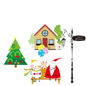 Stickers de Noël électrostatiques avec Père Noël, renne et décorations de sapin de fête