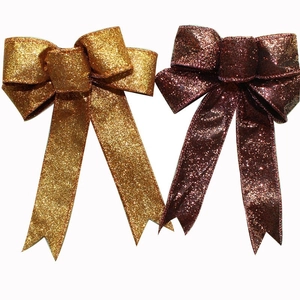 Halloween Large Glitter Bow Decoration Orange Brown Festive Party Layout Decor Plastic Bowknot For Holiday Christmas Tree Ornament