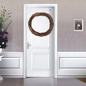 Christmas Rattan Wreath Handmade DIY Brown Natural Vine Circle With Gold Powder Glitter Hanging Door Festive Decoration Ornament
