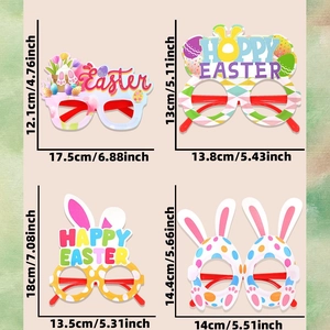 Dimensioni dettagliate degli occhiali di Pasqua con coniglietti e uova colorate