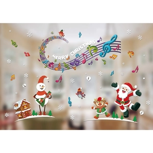 Christmas static window stickers featuring Santa, snowman, and reindeer for festive decor