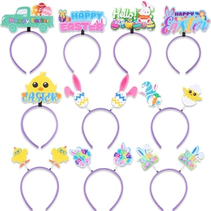 Set de diademas de Pascua con diseños de conejo, pollito y huevo para atuendos de fiesta