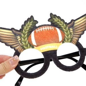 Felt American football party glasses with winged helmet design and football text