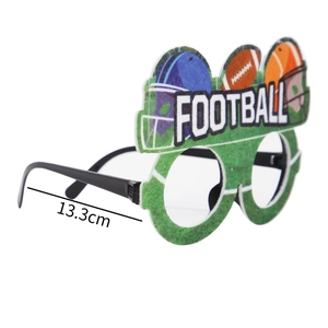 American football themed party glasses with helmet and football motifs, 13.3cm temple length