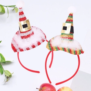 Christmas Mini Hat Headband For Kids Adults Glitter Elf Hat Hair Band For Party Costume Decoration Xmas Headpiece