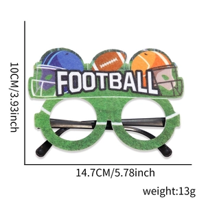American football party glasses with green field design and helmet icons for events