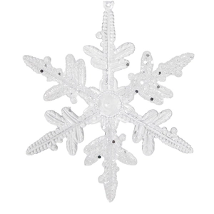 Transparent acrylic Christmas snowflake ornament with glitter finish for tree decoration