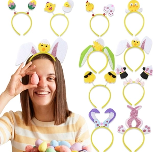 Easter Decoration Chick Bunny Ear Headband Festive Party Photo Props Plush Felt Glitter Headwear Hair Accessories