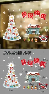 Detailed sheet of Christmas static window stickers with snow trees and penguins