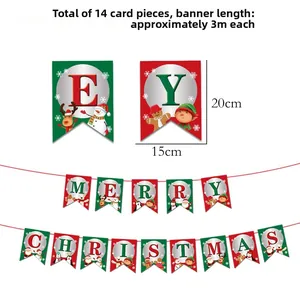 Detailed view of Merry Christmas paper banner with Santa patterns and 20x15cm dimensions