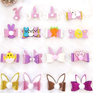 Pinces à Cheveux de Pâques Oreilles de Lapin Poussins Œufs Nœud Clips Bec de Canard pour Enfants Filles Décoration Fête