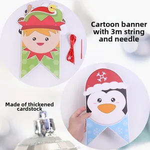 Close-up of Christmas bunting kit with thickening cardboard characters and 3m red rope