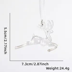 Detailed view of clear acrylic Christmas reindeer ornaments 4-piece set with dimensions