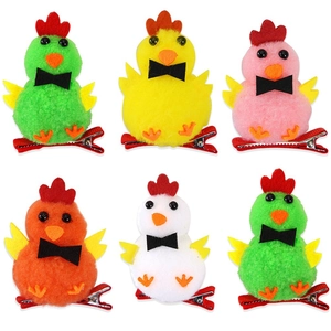 Lot de barrettes à cheveux poussins de Pâques en peluche colorée avec clips pour décoration